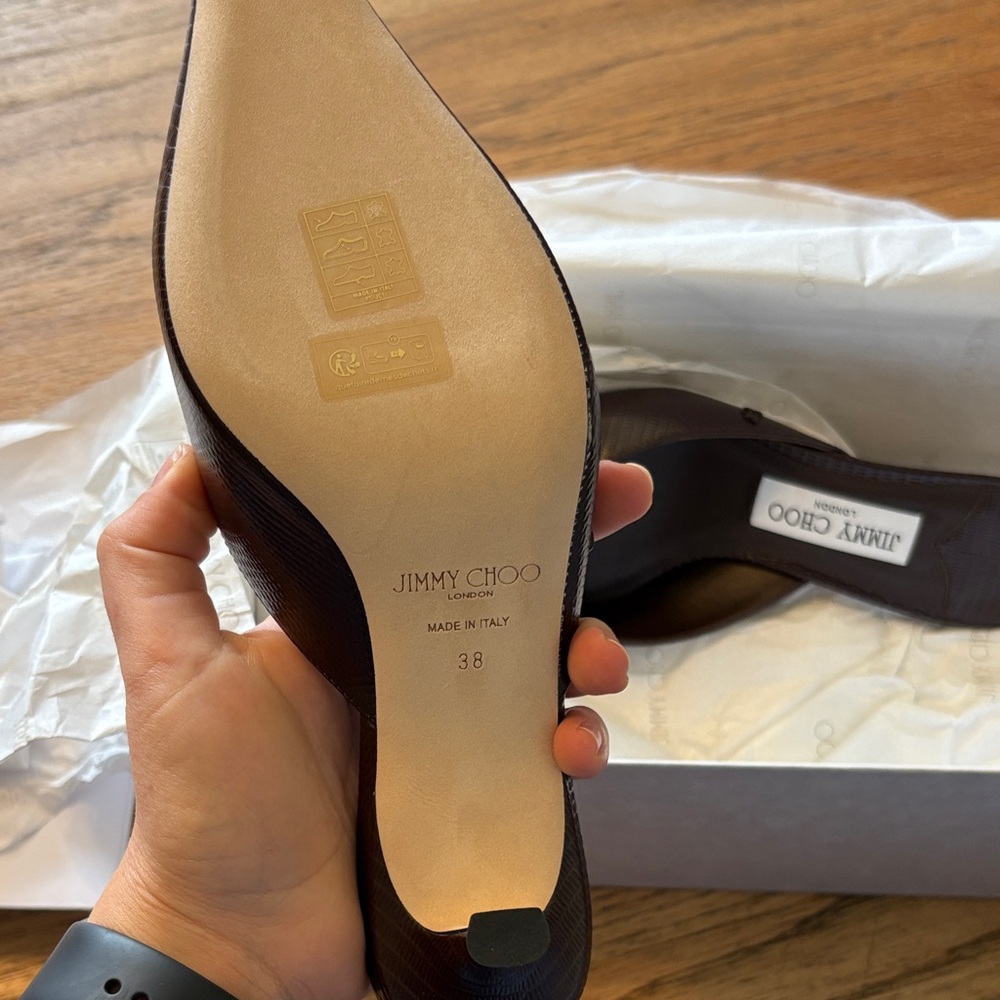 Jimmy Choo Dark Brown Pointed Mules - Picture 4 of 8